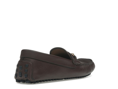 Gucci Ayrton Webbing-Trimmed Horsebit Leather Driver Loafers Brown