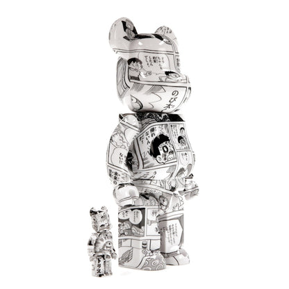Bearbrick Doraemon (Comic Ver.) 100% & 400% Set Black & White