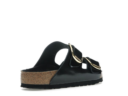 Birkenstock Arizona Big Buckle Natural Leather Patent Black Gold (Women's)