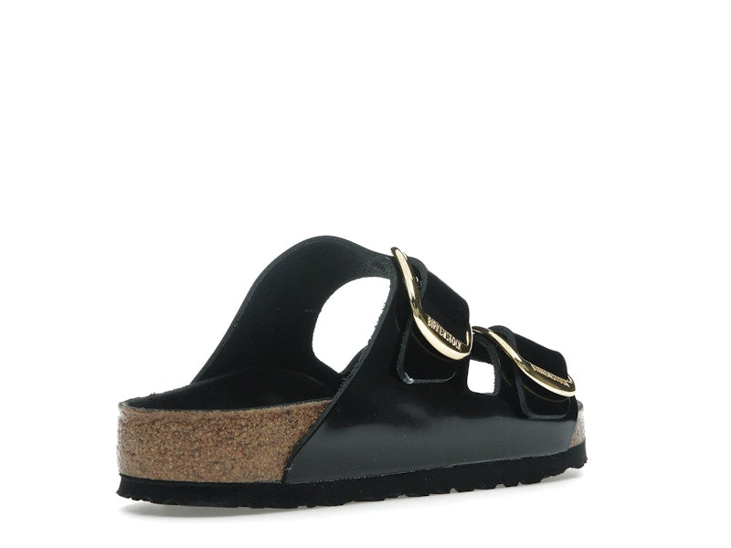 Birkenstock Arizona Big Buckle Natural Leather Patent Black Gold (Women's)
