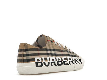 Burberry Logo Print Vintage Check Cotton Sneakers Archive Beige (Women's)