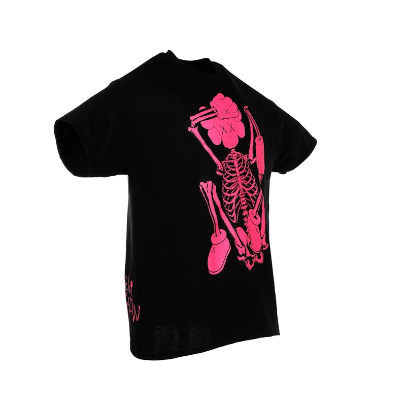 KAWS SKELETON NEW FICTION T-shirt Pink