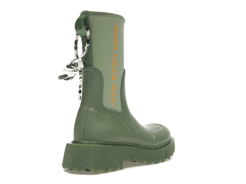 OFF-WHITE Zip-tie Rain Boots Green (Women's)