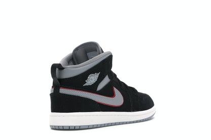 Jordan 1 Mid Black Particle Grey Gym Red (PS)
