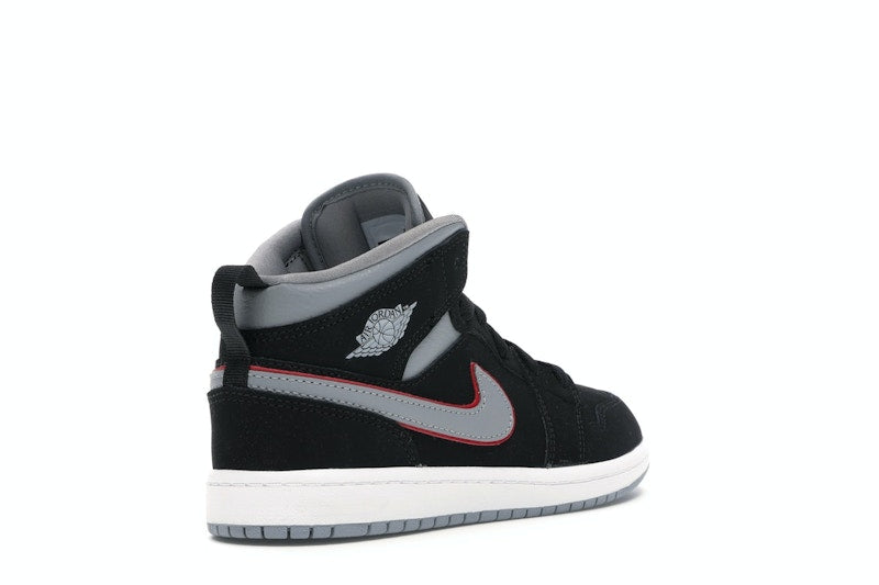 Jordan 1 Mid Black Particle Grey Gym Red (PS)