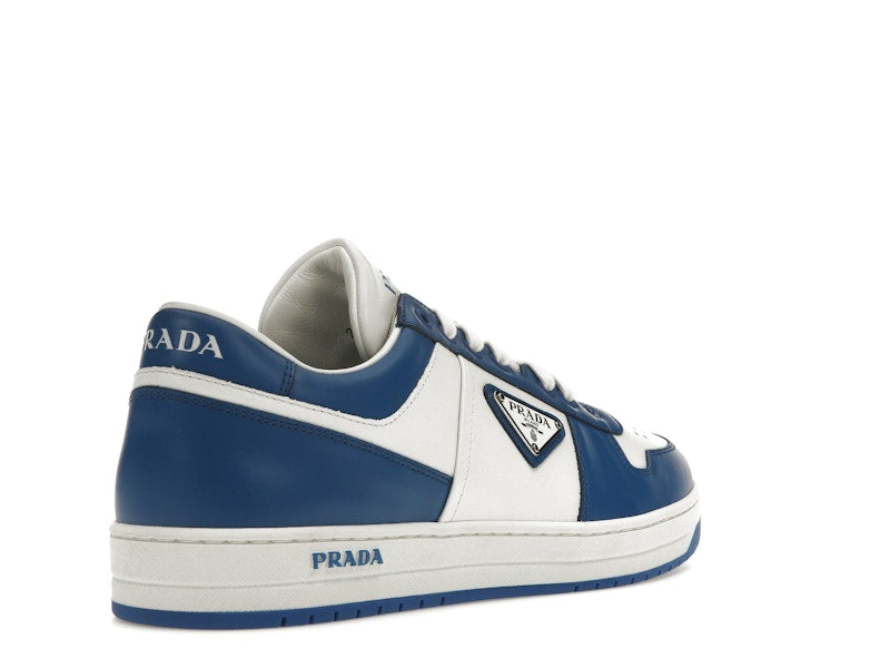 Prada Downtown Low Top Sneakers Leather White Cobalt Blue