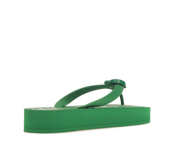 Gucci Chevron Thong Sandal Green Rubber