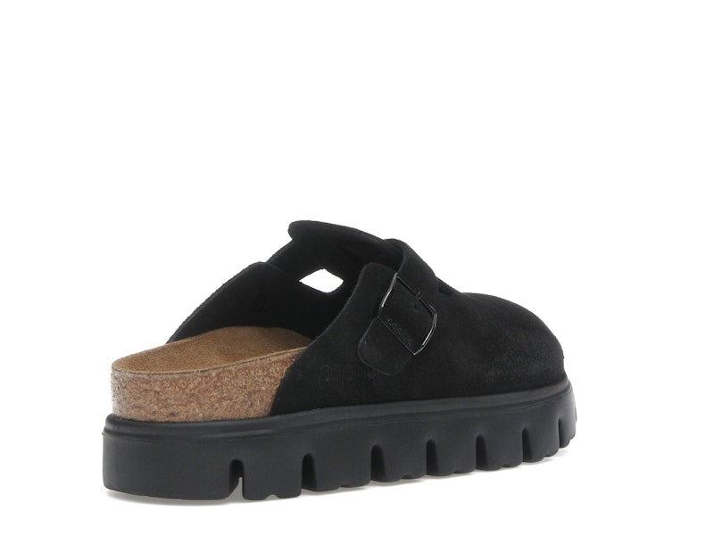 Birkenstock Boston Chunky Suede Black Black Sole (Narrow) (Women's)