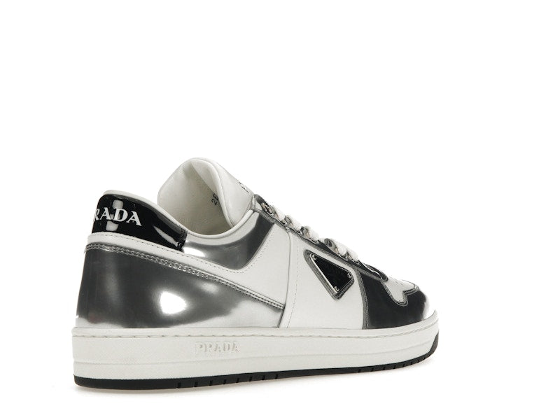 Prada Downtown Low Top Sneakers Leather White Silver