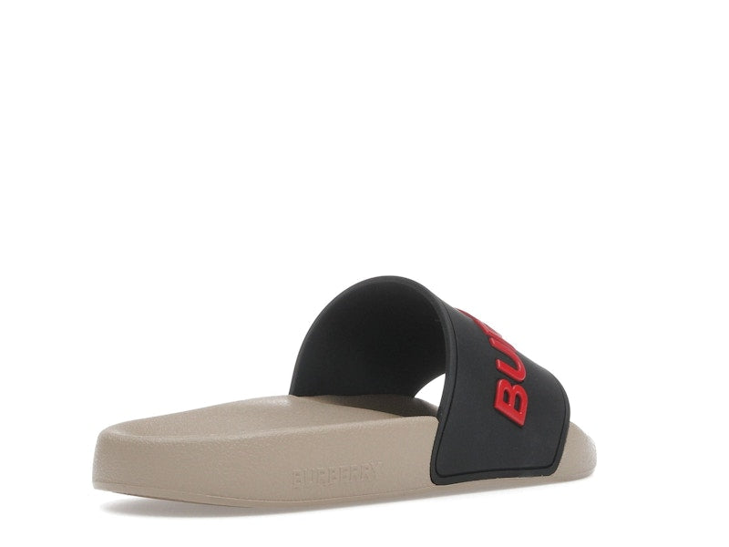 Burberry Embossed Logo Slide Black Red Tan (Women's)