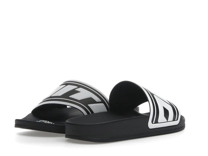 OFF-WHITE Embossed Logo Pool Slides Black White (Women's)