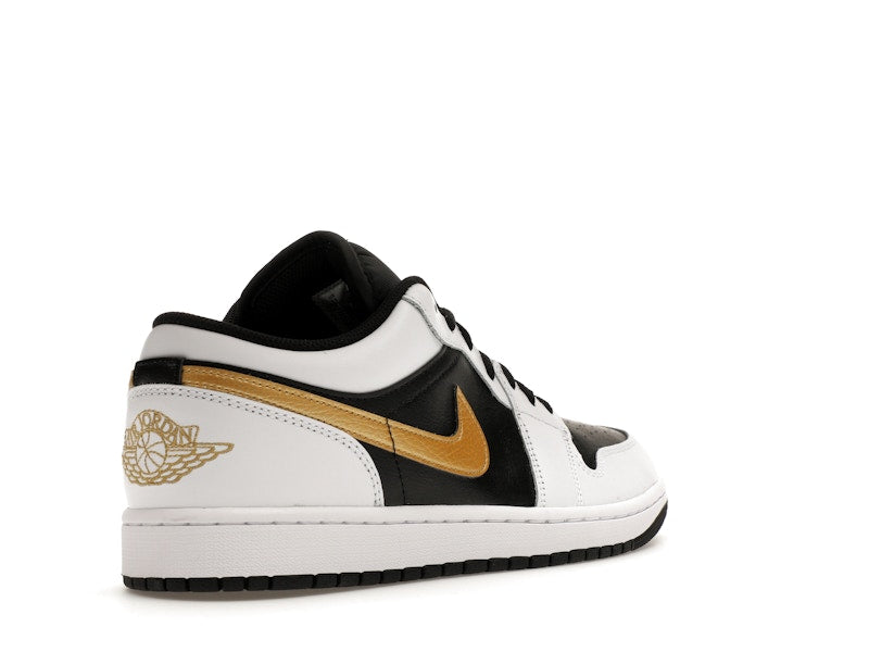 Jordan 1 Low White Black Metallic Gold Swoosh