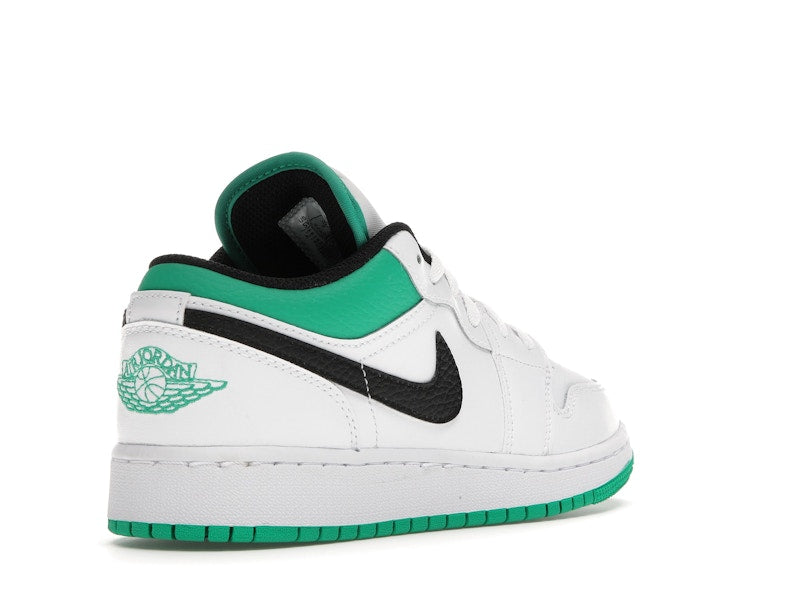 Jordan 1 Low White Lucky Green Tumbled Leather (GS)
