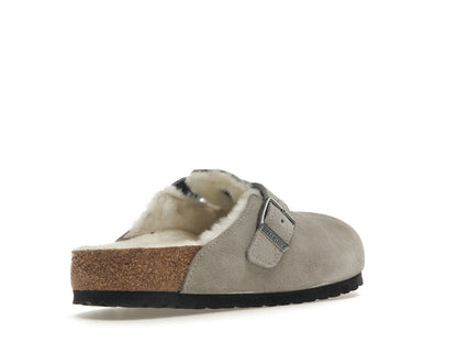 Birkenstock Boston Shearling Suede Stone Coin