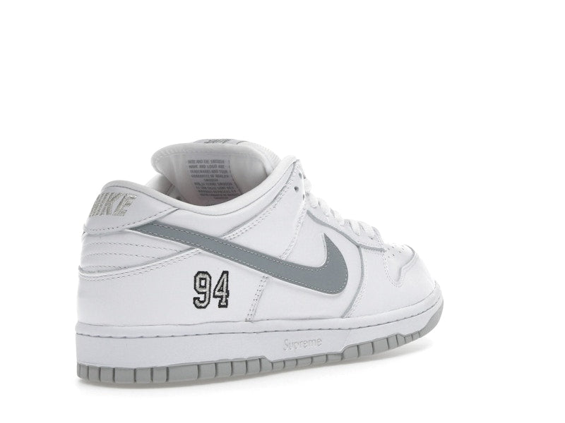 Nike SB Dunk Low Supreme 94 White Metallic Silver
