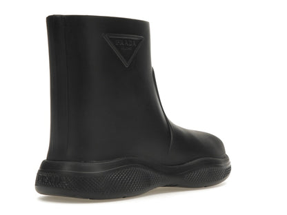 Prada Pull-On Rain Booties Black Rubber