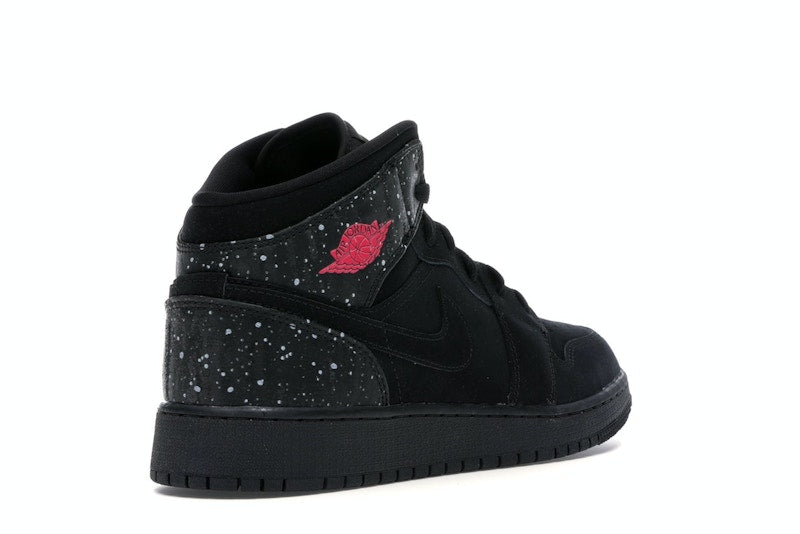 Jordan 1 Mid Black Rush Pink White Splatter (GS)