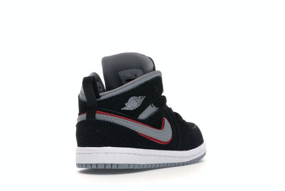 Jordan 1 Mid Black Particle Grey Gym Red (TD)