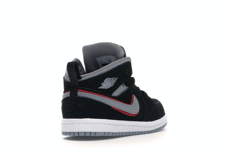Jordan 1 Mid Black Particle Grey Gym Red (TD)