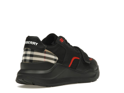 Burberry Check Suede Leather Sneakers Vintage Check-print Black