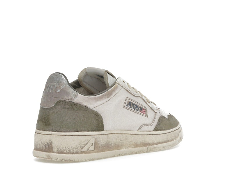 Autry Medalist Low Super Vintage White Silver Lizard