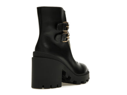 Gucci Buckles Ankle Boots Black Beige (Women's)
