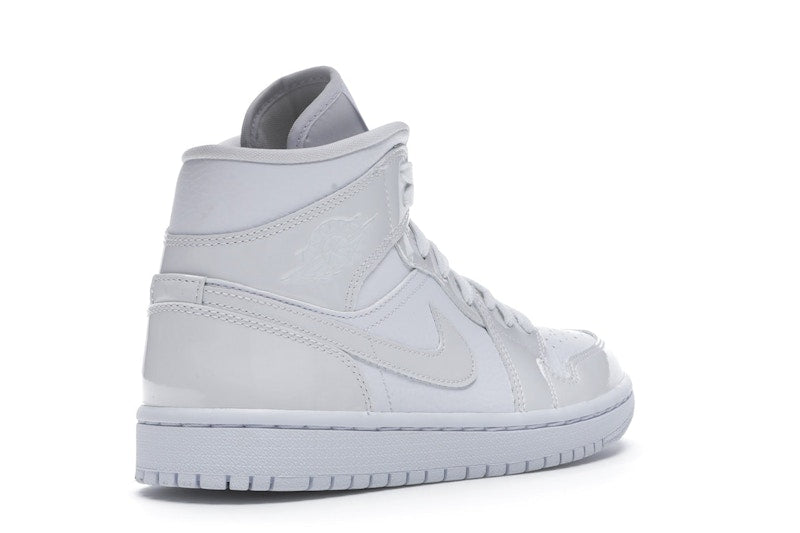 Jordan 1 Mid Triple White Patent Swoosh (Women's)