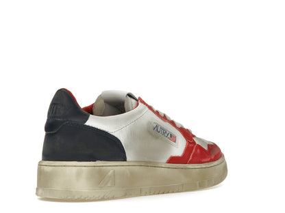 Autry Medalist Leather Low Super Vintage White Blue Red