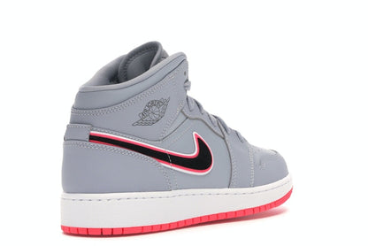 Jordan 1 Mid Wolf Grey Racer Pink Black (GS)
