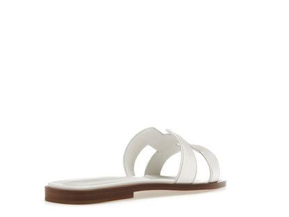 Hermes Oran Sandal Blanc Box Calfskin Leather