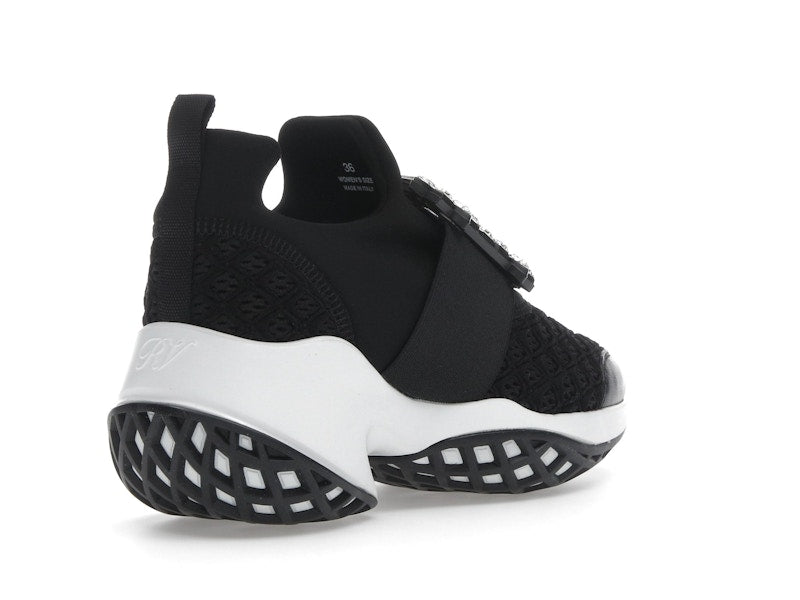 Roger Vivier Viv' Run Fabric Black White Crystal Buckle (Women's)