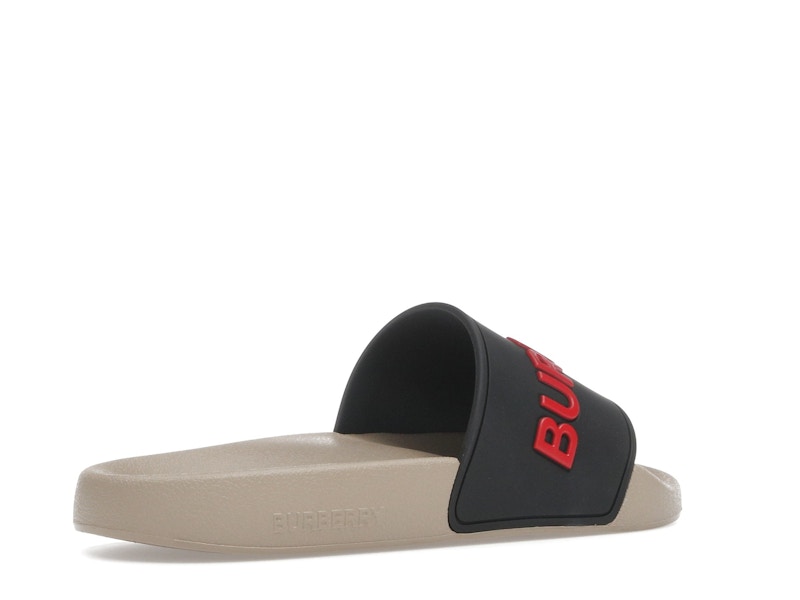 Burberry Embossed Logo Slide Black Red Tan (Women's)