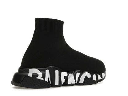Balenciaga Speed Graffiti Trainers Black White Logo (Women's)