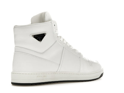 Prada Downtown High Top Sneakers Leather White White Black