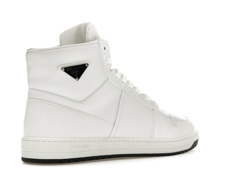 Prada Downtown High Top Sneakers Leather White White Black