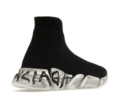 Balenciaga Speed 2.0 Graffiti Recycled Knit Black White