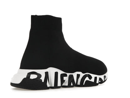 Balenciaga Speed Graffiti Trainers White Black Logo (Women's)