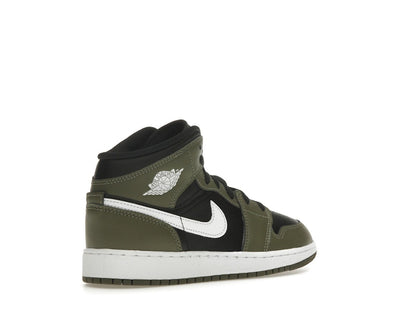 Jordan 1 Mid Black White Olive (GS)