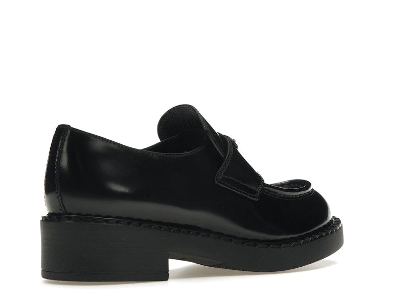 Prada Chocolate 50mm Loafer Black Brushed Leather