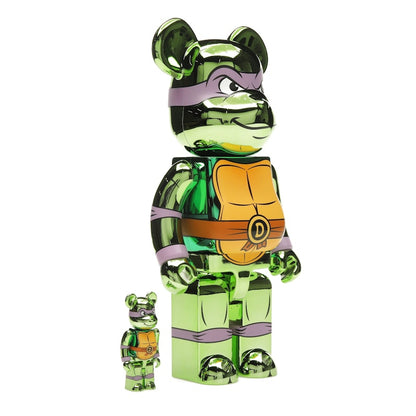 Bearbrick x Teenage Mutant Ninja Turtles Donatello 100% & 400% Set Chrome Ver.