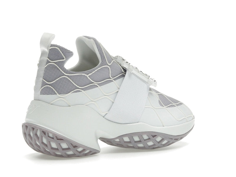 Roger Vivier Viv' Run Fabric White Purple Crystal Buckle (Women's)