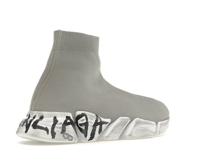 Balenciaga Speed 2.0 Graffiti Recycled Knit Grey White