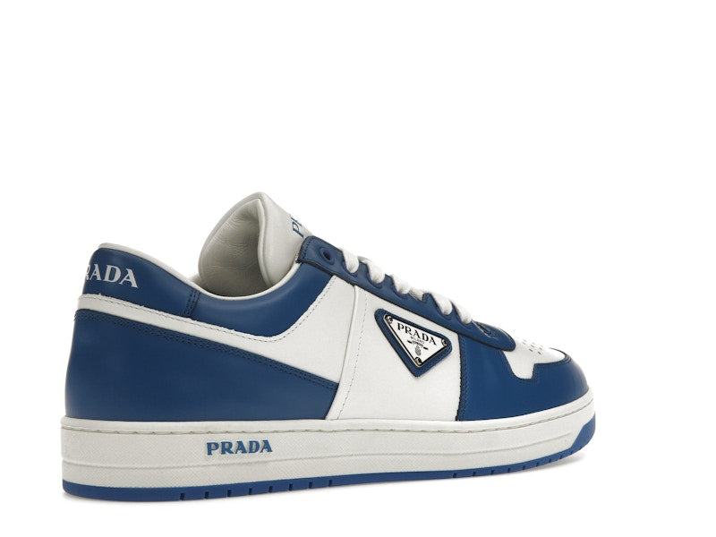 Prada Downtown Low Top Sneakers Leather White Cobalt Blue