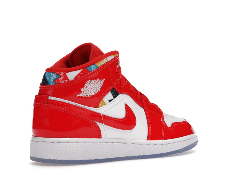 Jordan 1 Mid Barcelona Sweater Red Patent (GS)