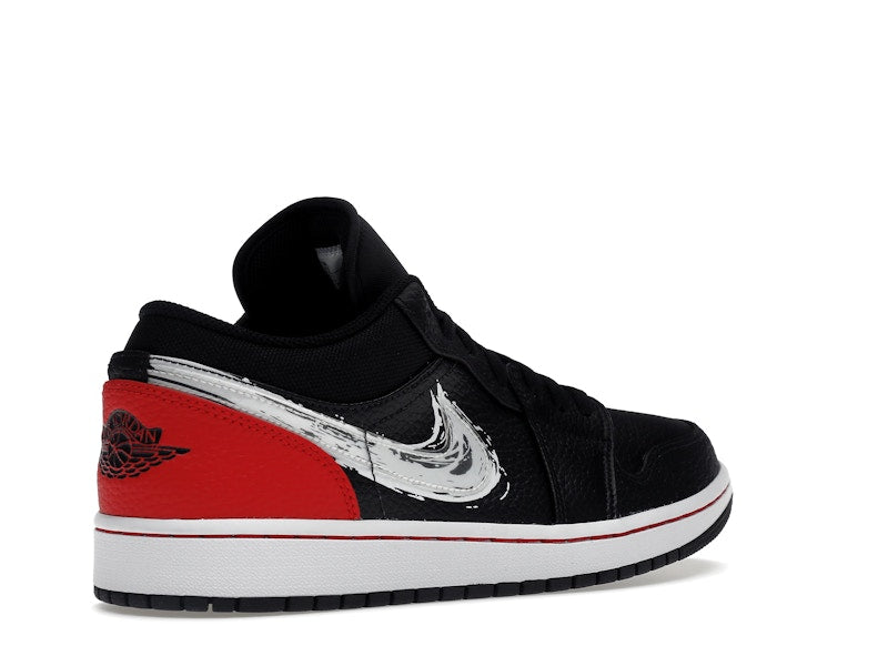 Jordan 1 Low Brushstroke Swoosh Black