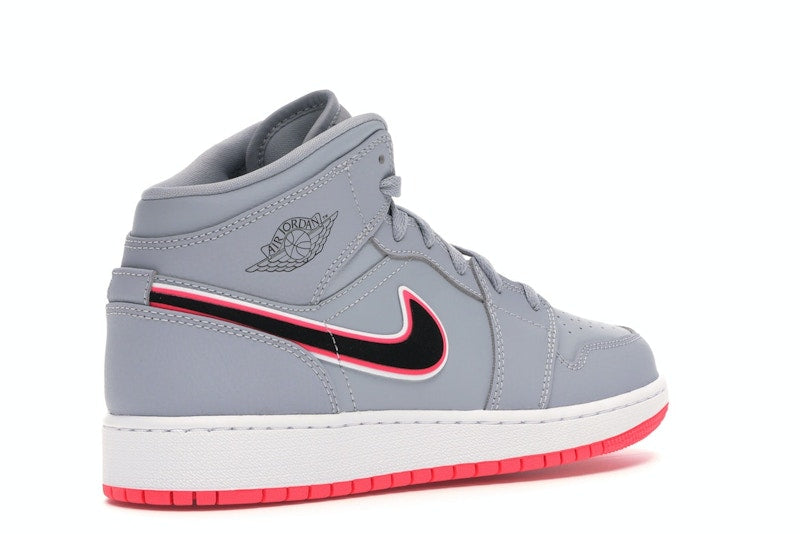Jordan 1 Mid Wolf Grey Racer Pink Black (GS)