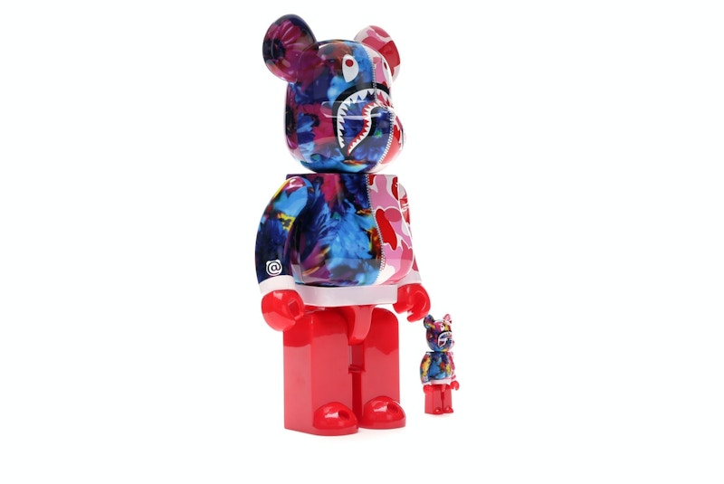 Bearbrick x Bape x Mika Ninagawa Shark 100% & 400% Set Pink