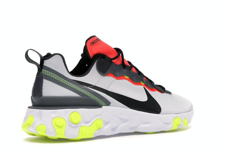 Nike React Element 55 Pure Platinum Bright Crimson Volt
