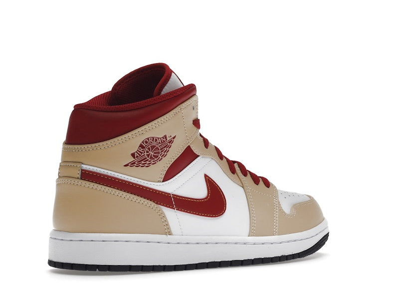 Jordan 1 Mid Light Curry Cardinal