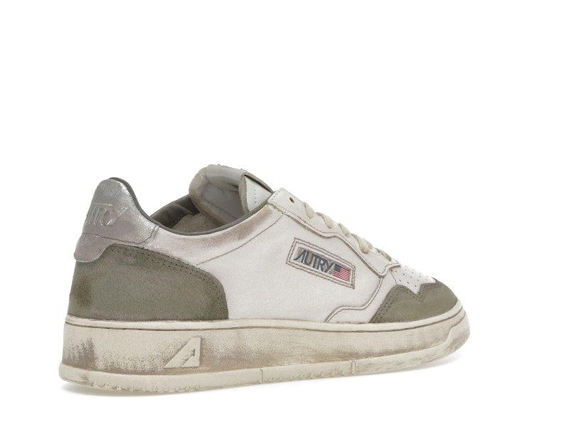 Autry Medalist Low Super Vintage White Silver Lizard